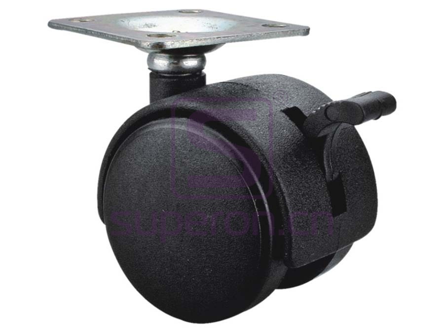 Castor, w/ plate, with brake