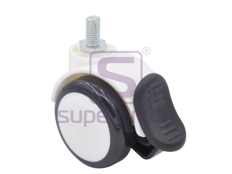Castor PU, w/ thread, with brake