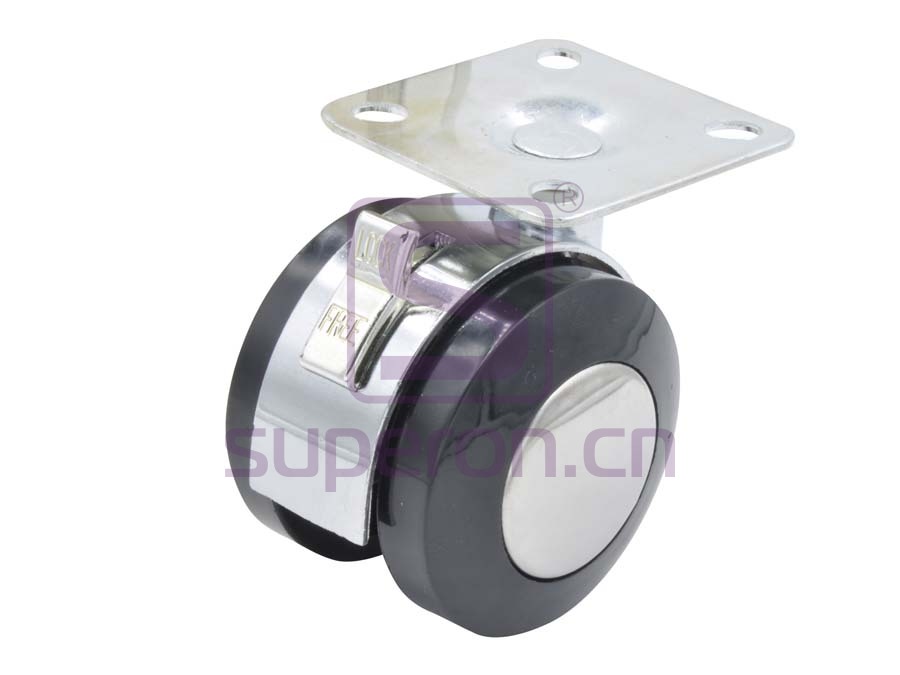 Castor, w/ plate, with brake