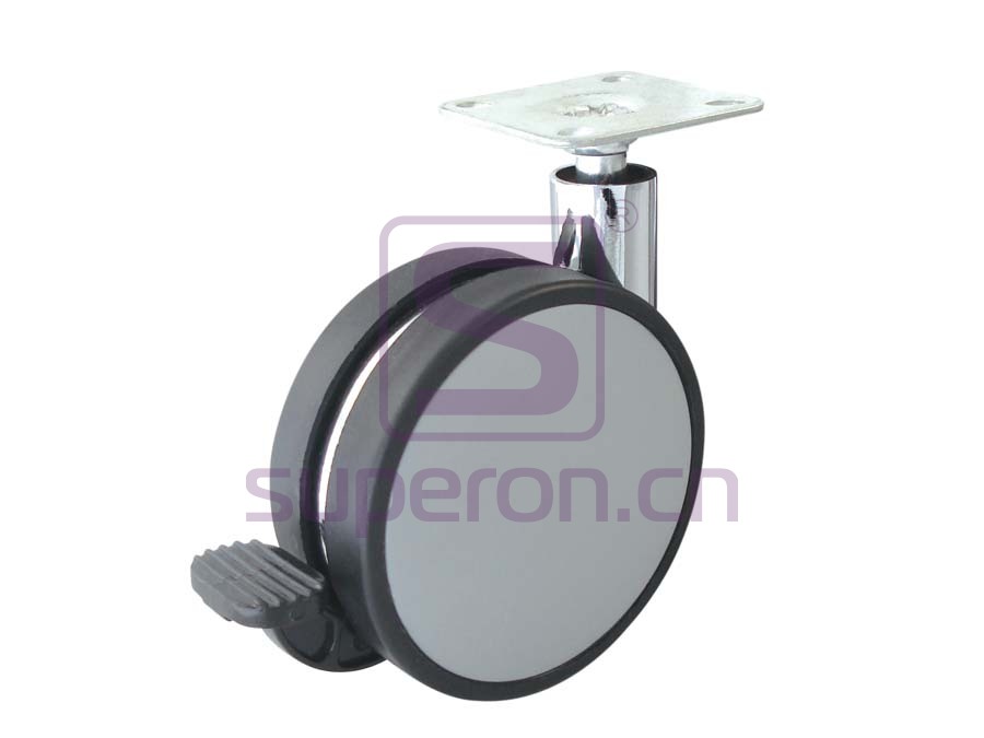 Castor, w/ plate, with brake