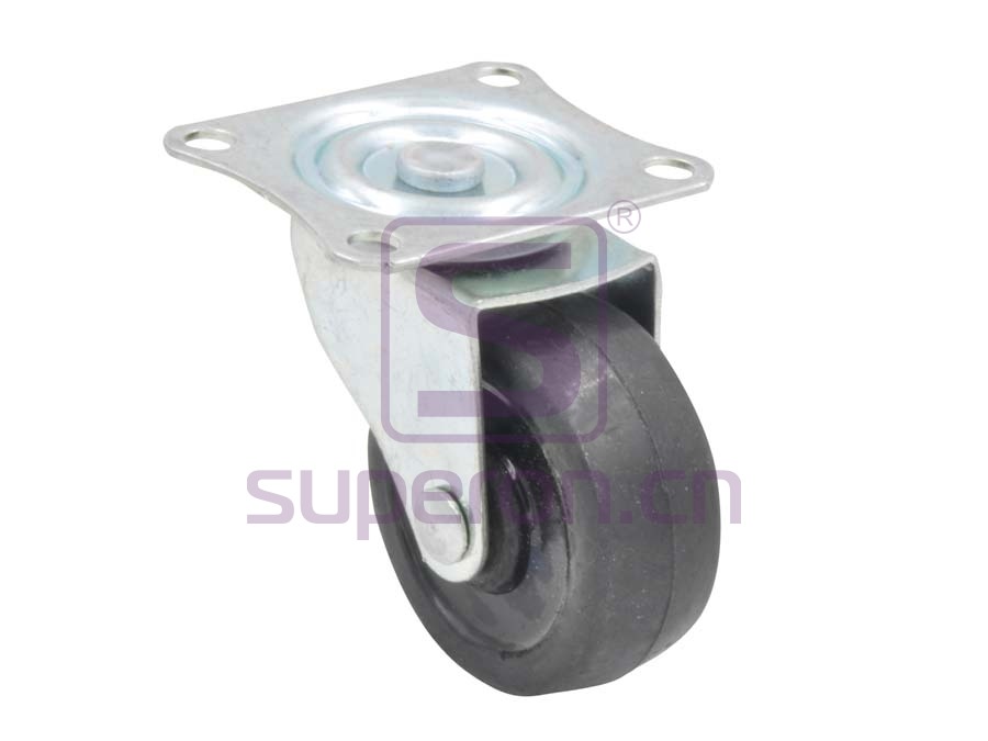 Steel castor, w/ plate