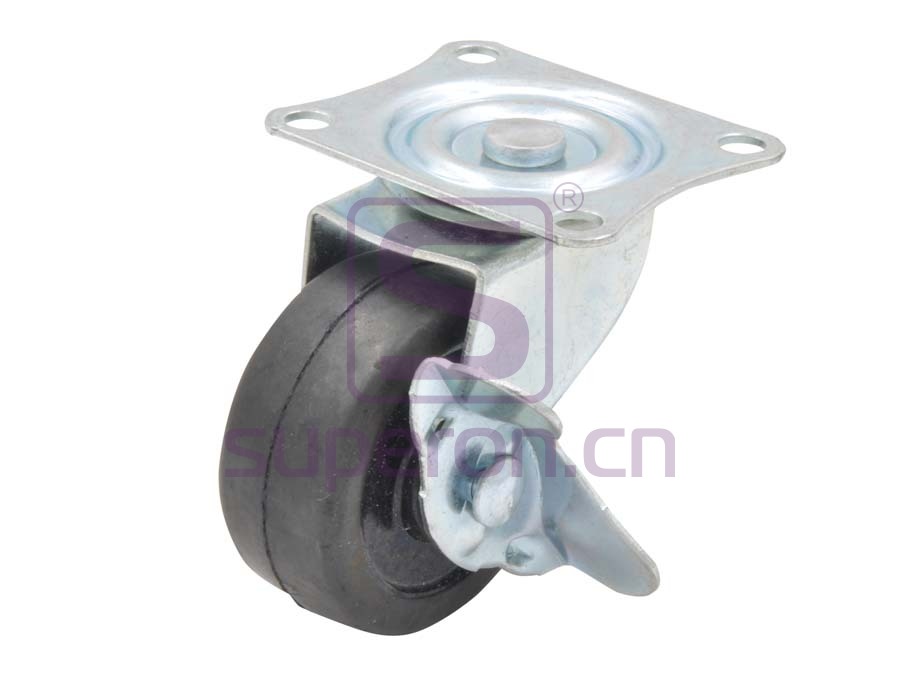 Steel castor, w/ plate & brake