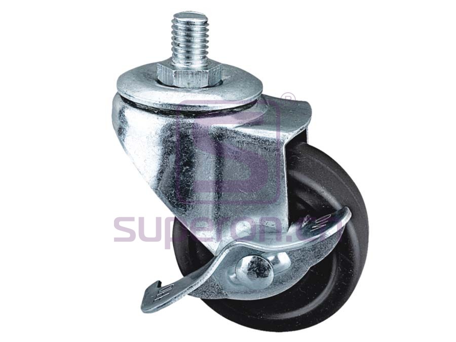Steel castor, w/ thread & brake