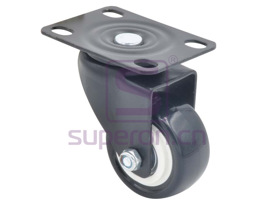 Steel castor, w/ plate
