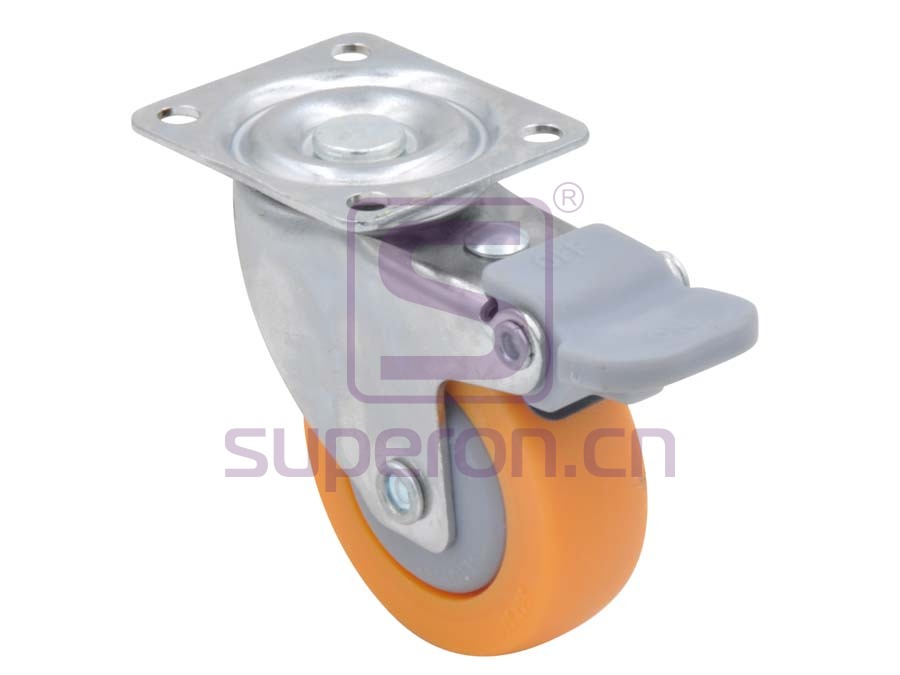 Колесная опора, с фланцем + тормоз