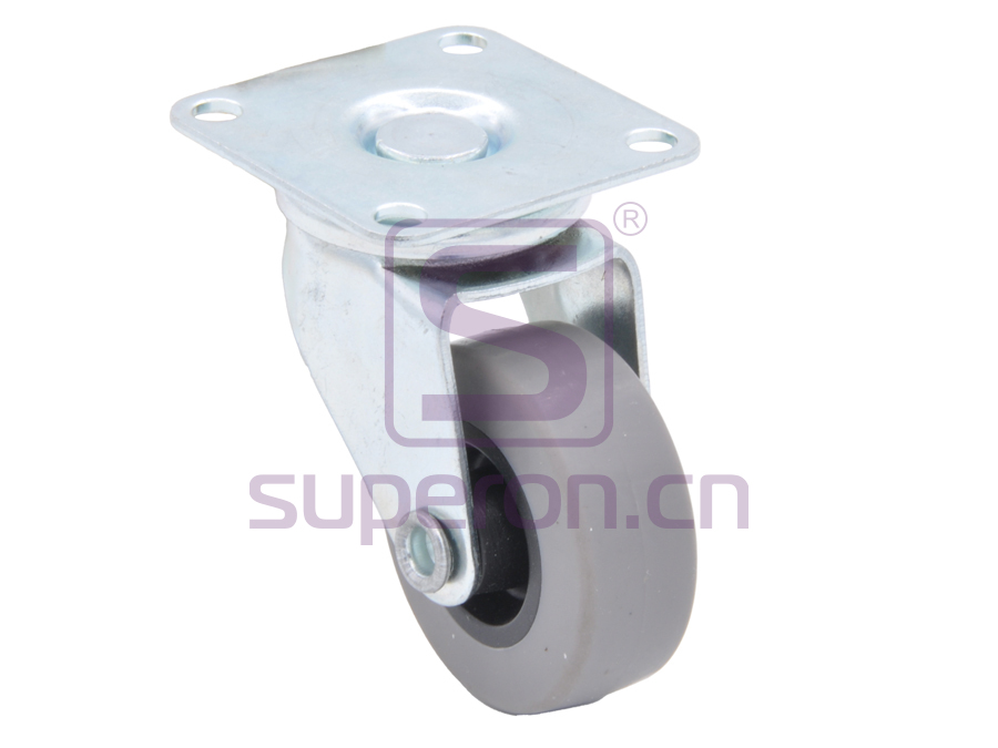 Steel castor, w/ plate