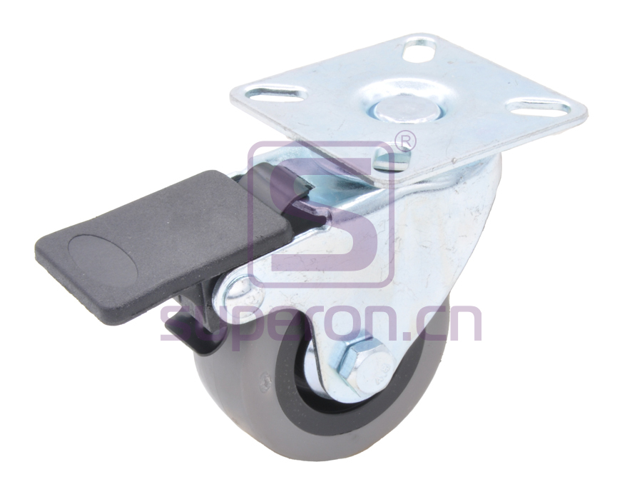 Steel castor, w/ plate & brake