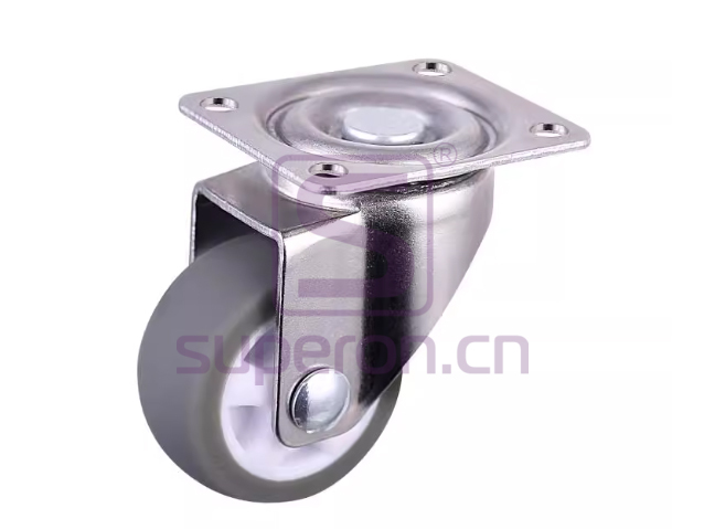 Steel castor, w/ plate