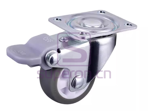 Steel castor, w/ plate & brake