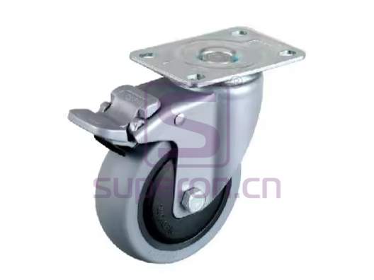 Steel castor, w/ plate & brake