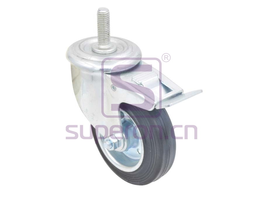 Steel castor, w/ thread, with brake