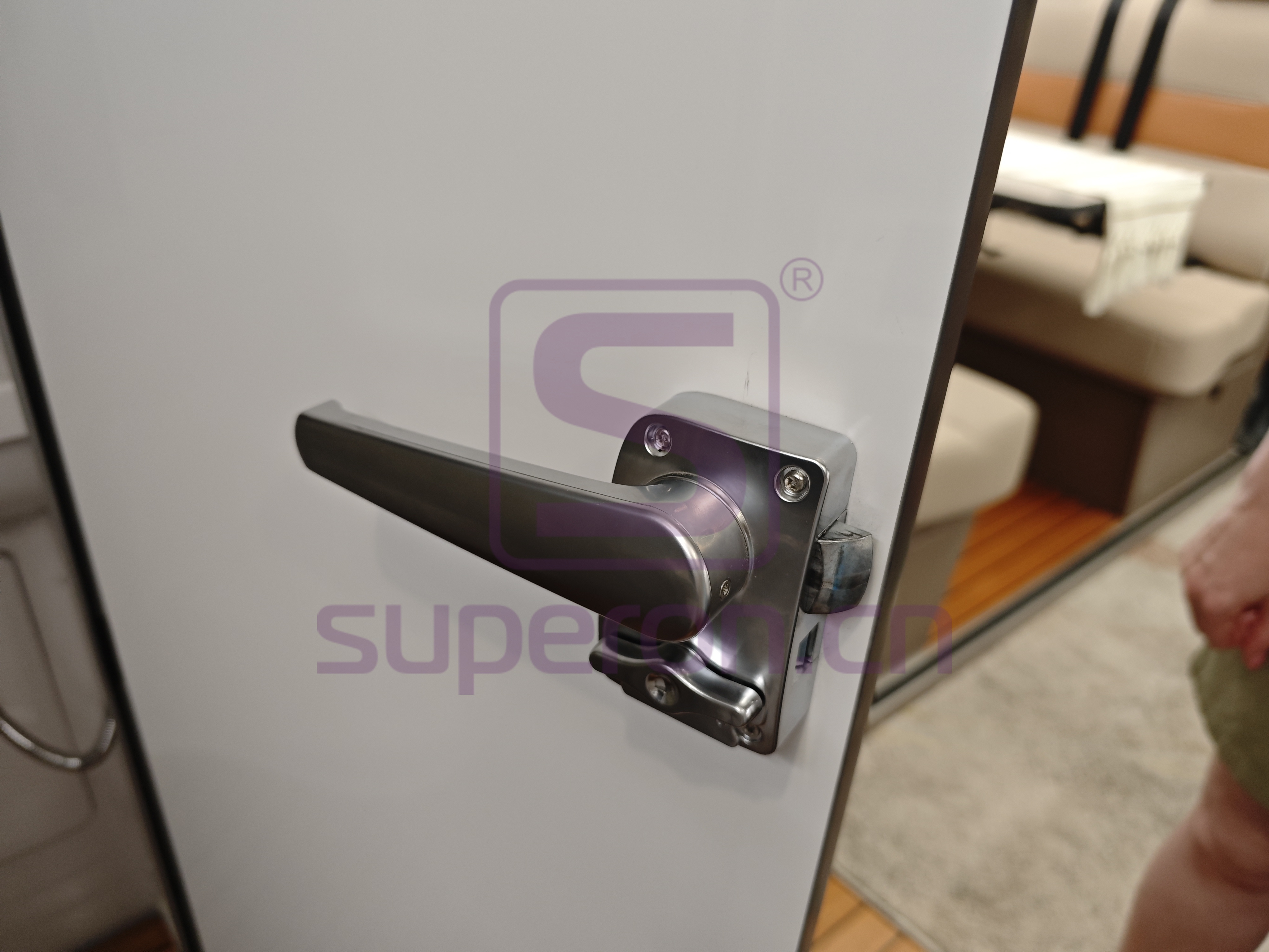 Washroom door handle