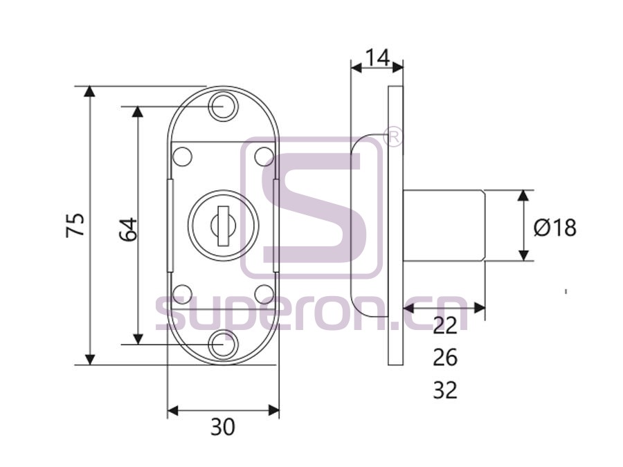 03-173-q | Cerradura de barra giratoria para puerta individual