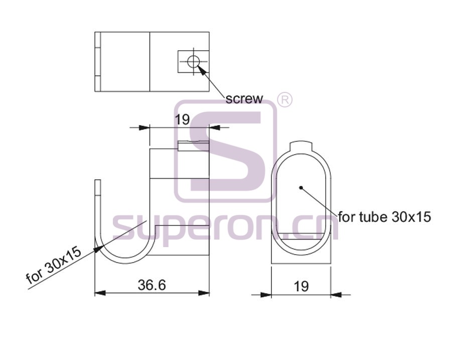 06-128-q | Tube flange, 15x30mm